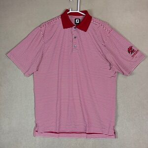 FootJoy‎ Mens Polo Shirt Medium Red White Striped William Jessup University